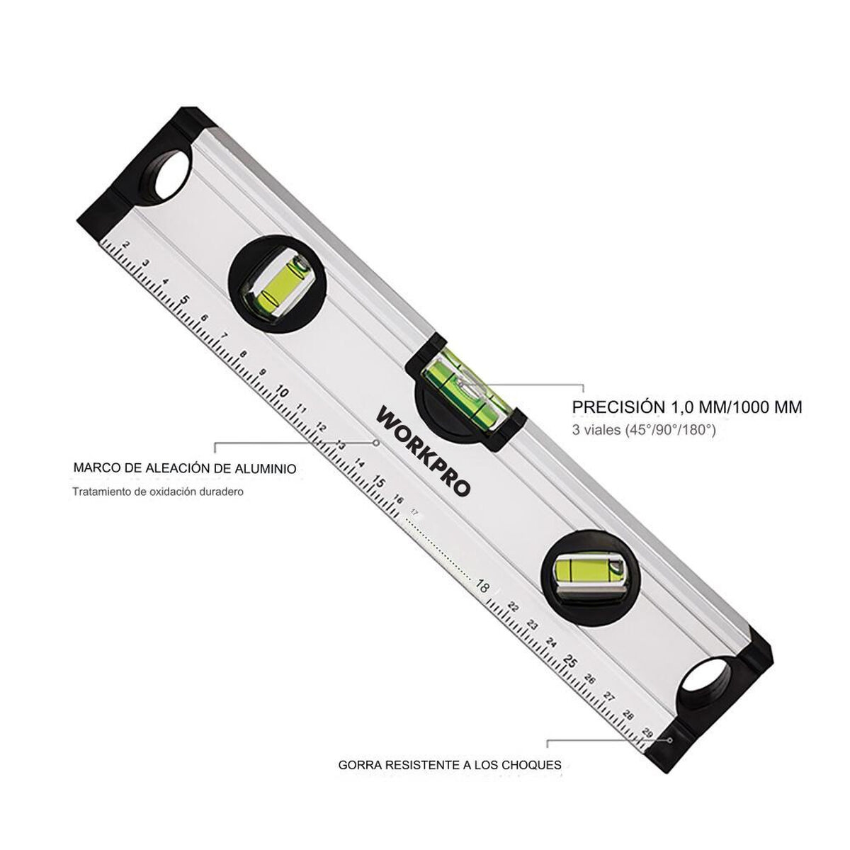Vattenpass Workpro Aluminium 30 cm - 6