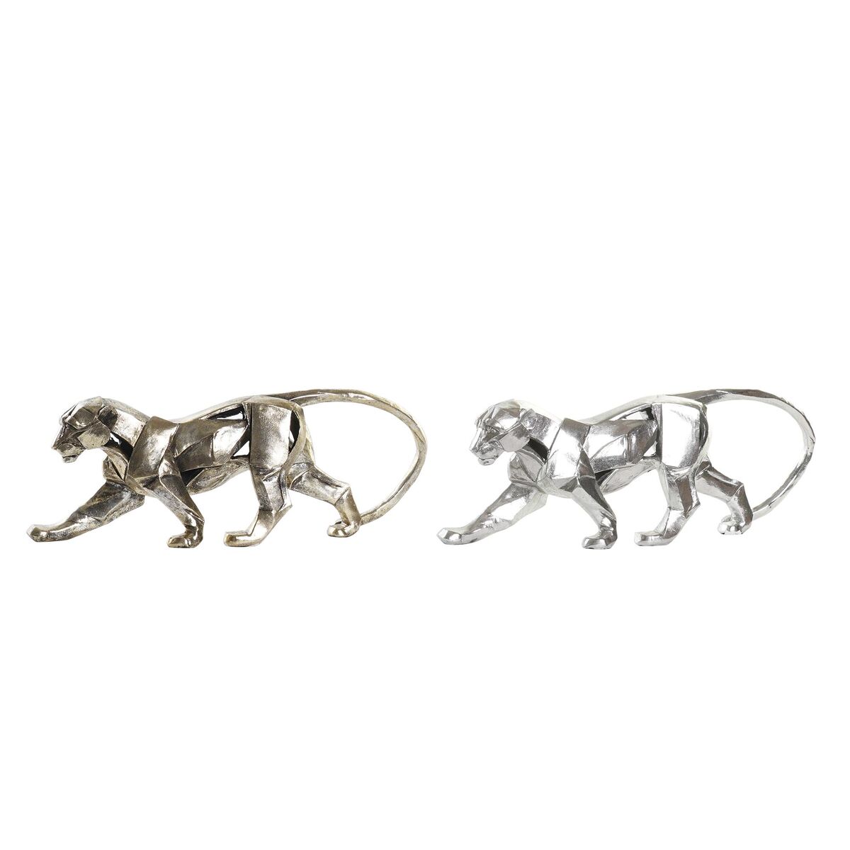 Prydnadsfigur DKD Home Decor 46,5 x 10 x 18 cm Silvrig Gyllene Panter (2 antal)