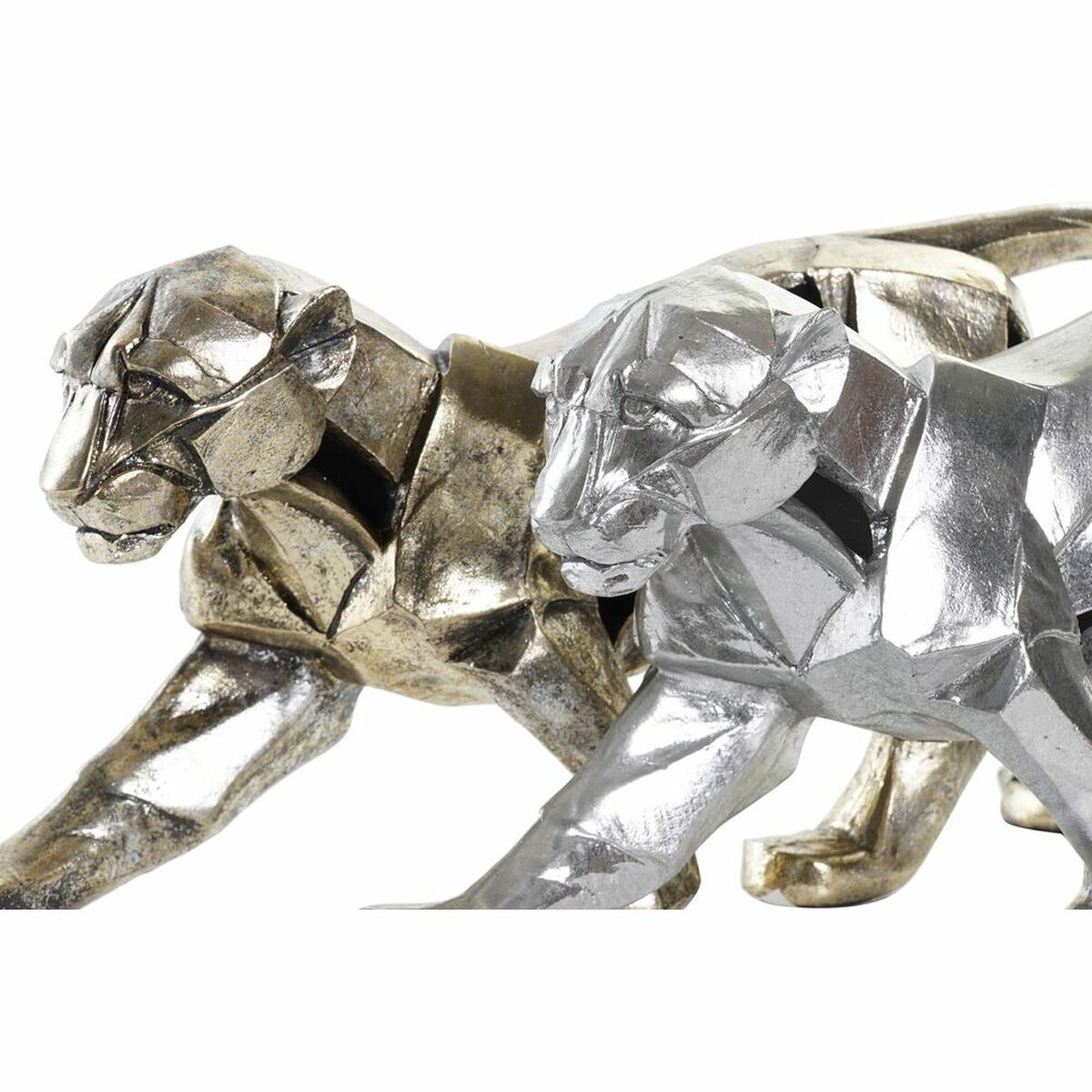Prydnadsfigur DKD Home Decor 46,5 x 10 x 18 cm Silvrig Gyllene Panter (2 antal) - 9