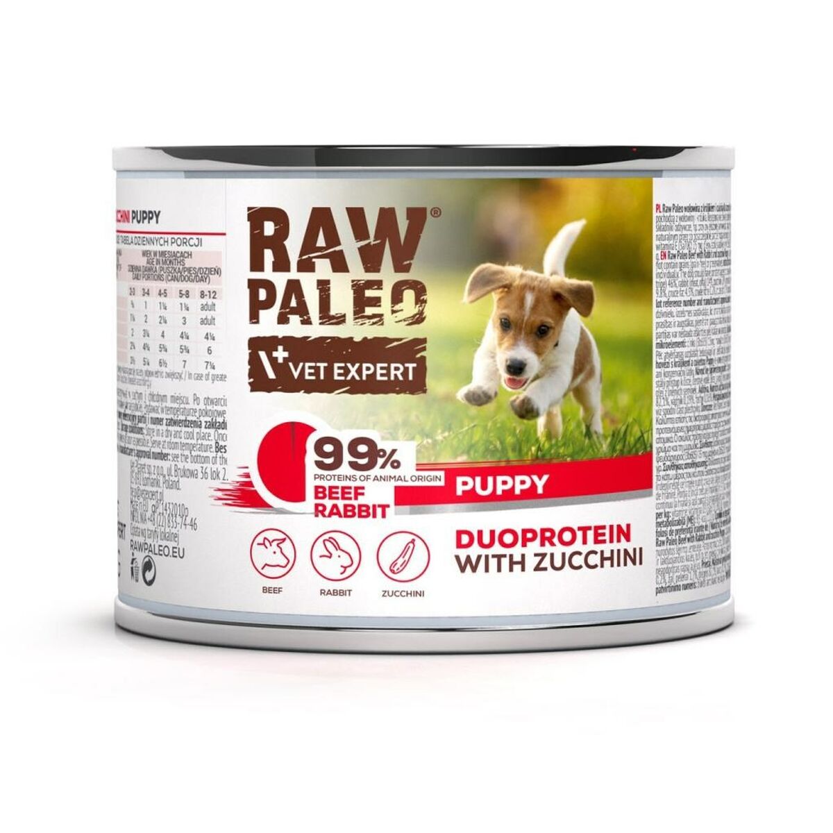 Våt mat VETEXPERT RAW PALEO Duoprotein Beef & Rabbit Puppy Nötkött 200 g
