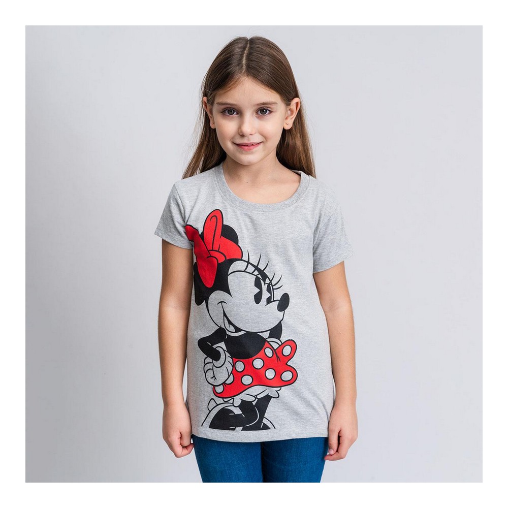 Barn T-shirt med kortärm Minnie Mouse Grå - 5