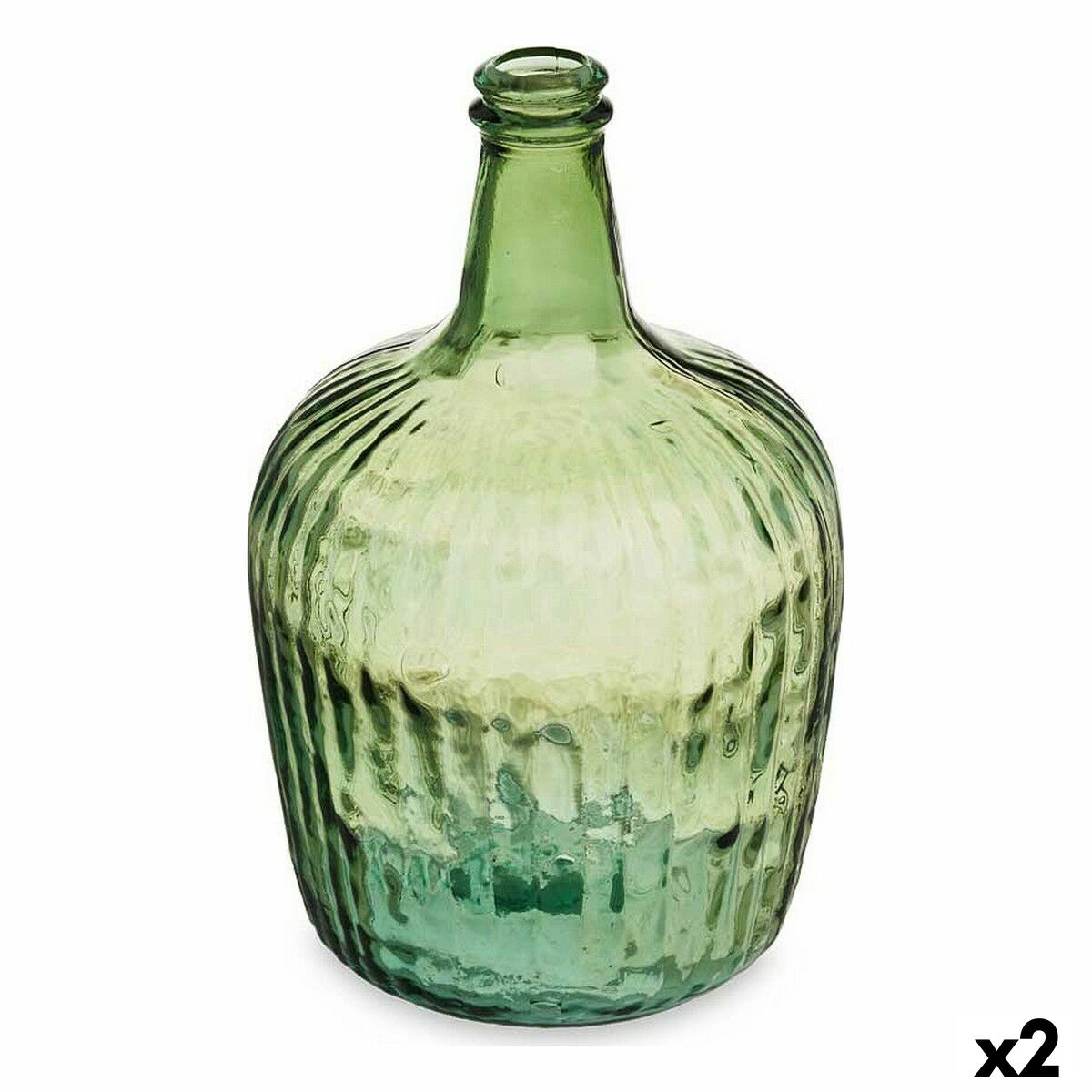 Dekorativ flaska Gift Decor Grön Ränder 8 L 19,5 x 35,5 x 19,5 cm Dekoration (2 antal)