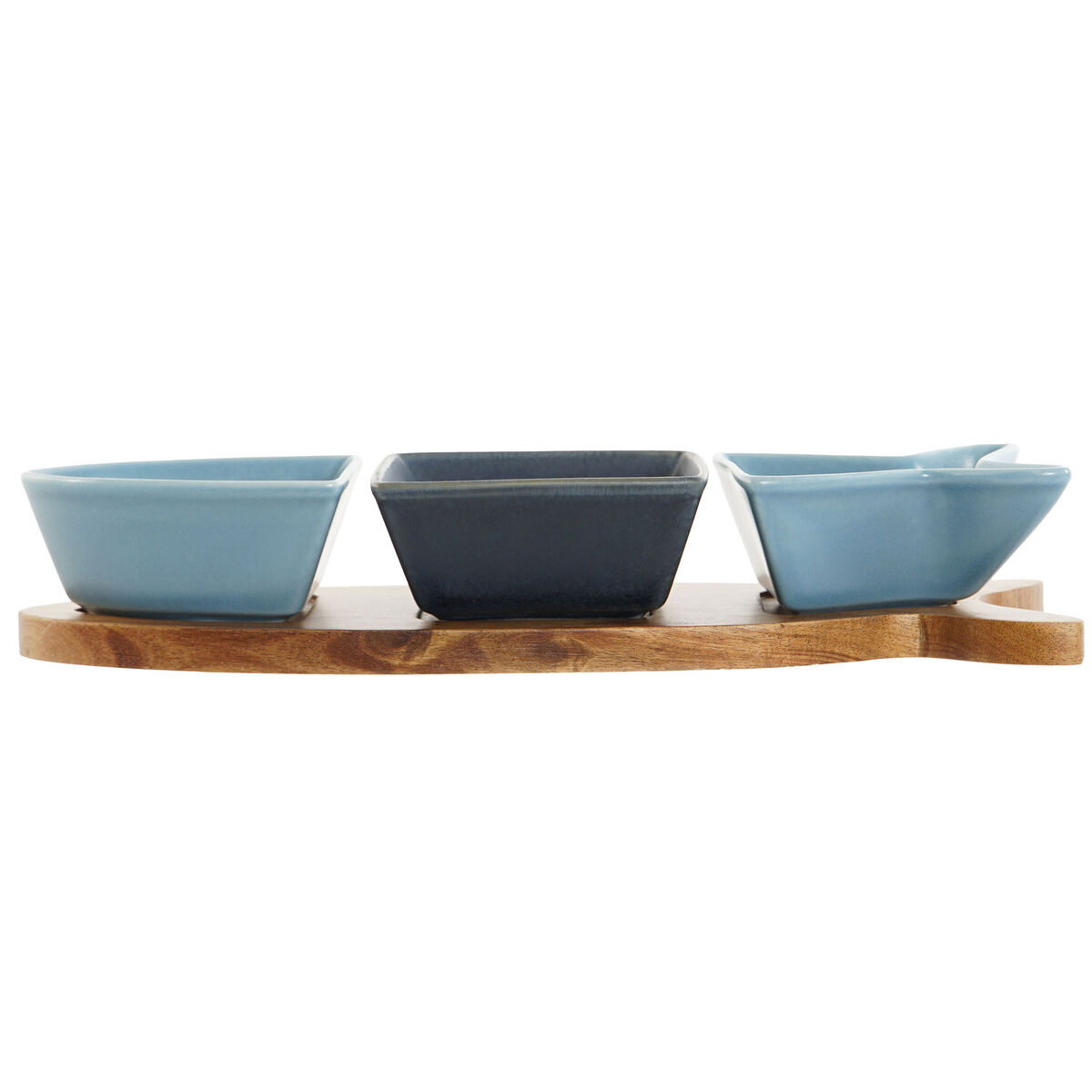 Tilltuggsset Home ESPRIT Blå Marinblå Porslin Akaciaträ Fisk Medelhavs 28 x 9,7 x 1,3 cm 4 Delar - 3