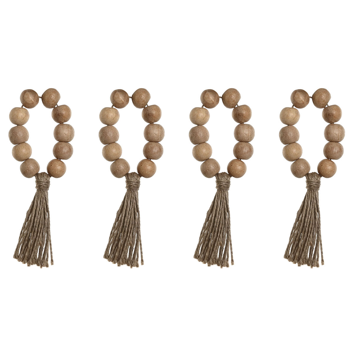 Dukring Home ESPRIT Naturell Jute Akaciaträ Makramé 7,5 x 2 x 7,5 cm 4 Delar
