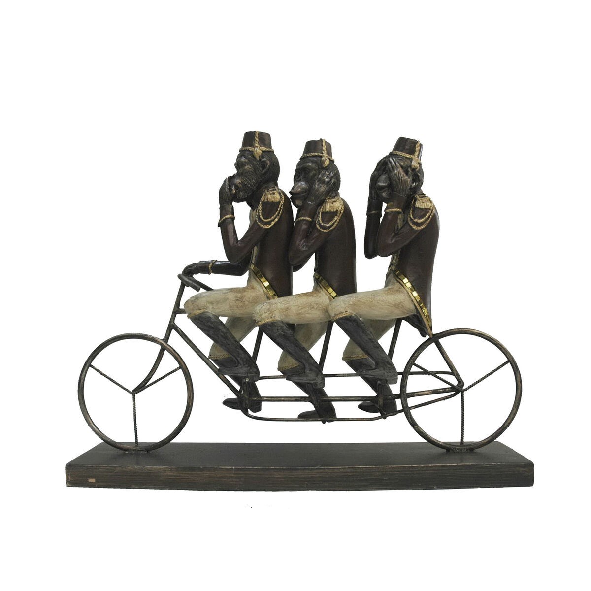 Prydnadsfigur DKD Home Decor Apa Trehjuling Svart Gyllene Metall Harts Kolonial (40 x 9 x 31 cm) - 4