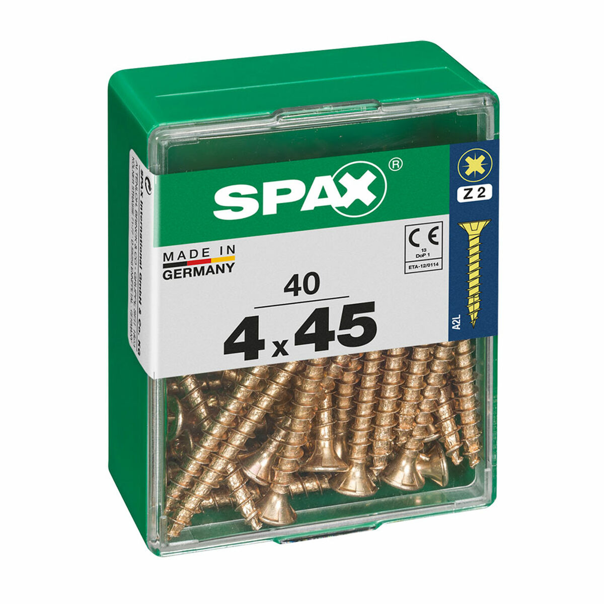 Låda med skruvar SPAX Träskruv Platt huvud (4 x 45 mm) (4,0 x 45 mm) - 2