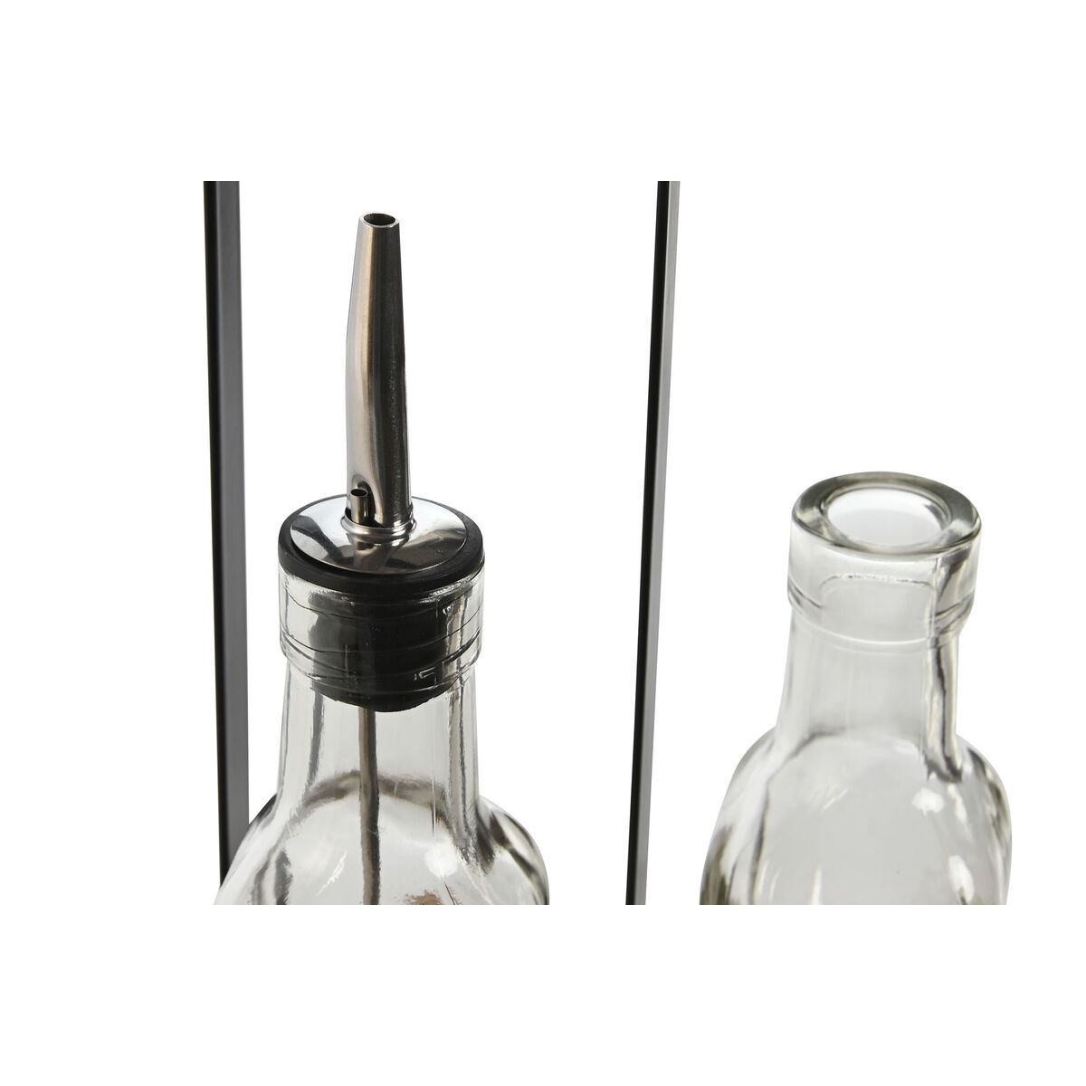 Kryddset Home ESPRIT Svart Naturell Glas Akaciaträ 180 ml 15 x 7 x 28 cm - 2