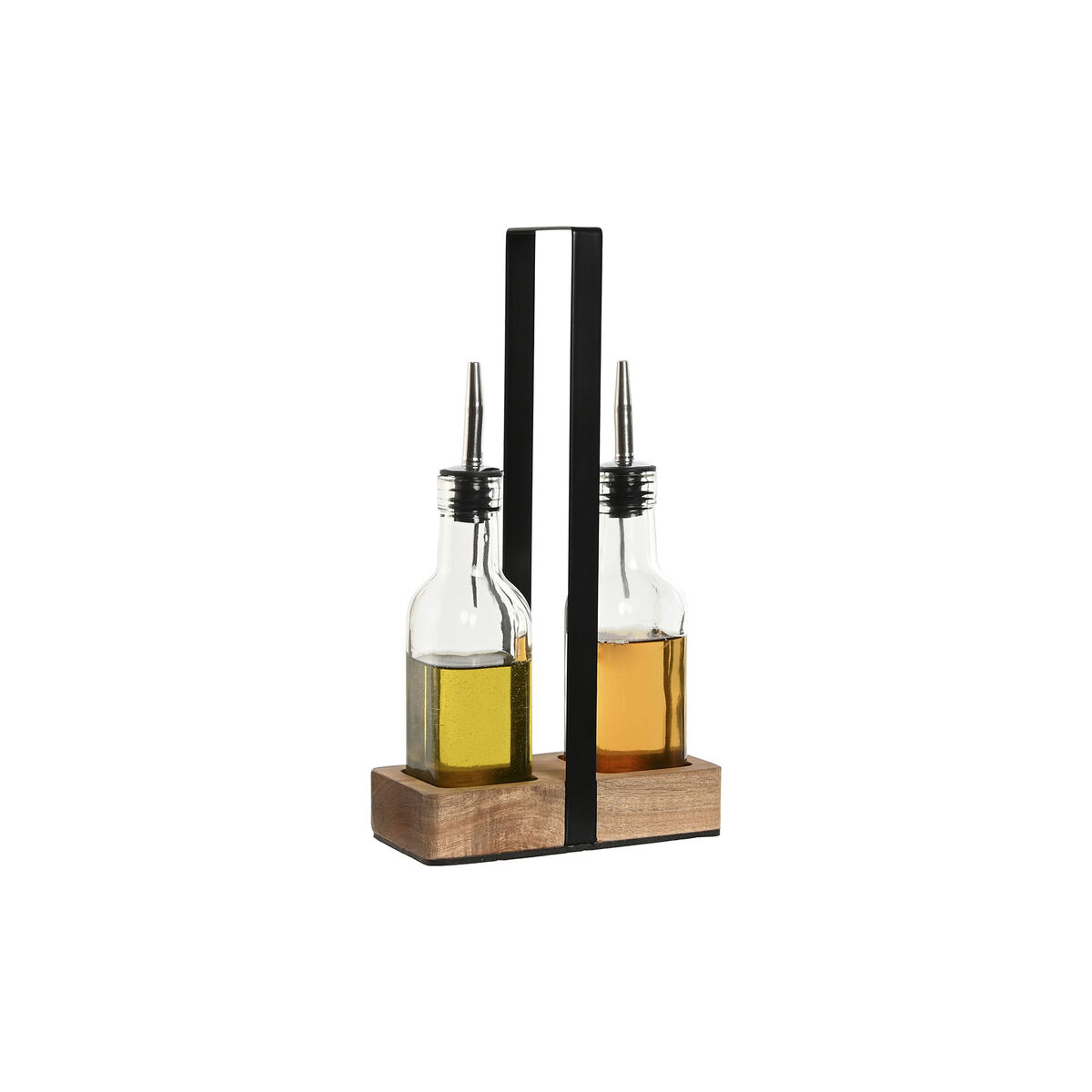 Kryddset Home ESPRIT Svart Naturell Glas Akaciaträ 180 ml 15 x 7 x 28 cm - 4
