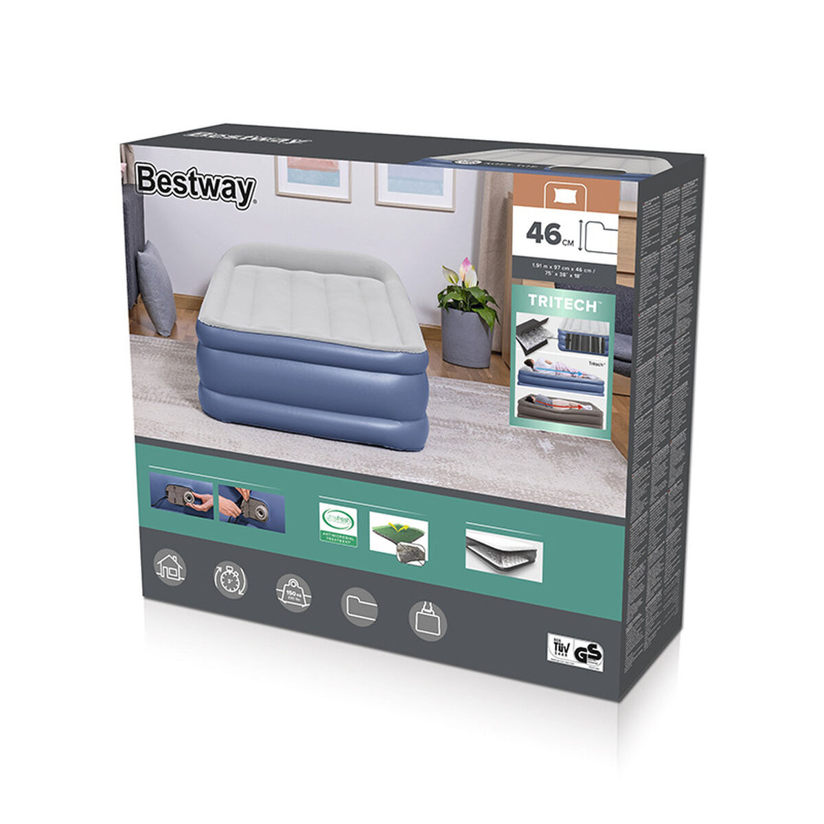 Bestway Enkelbädd med Motor 191x97x46 cm Uppblåsbar och Camping 67628 - 2
