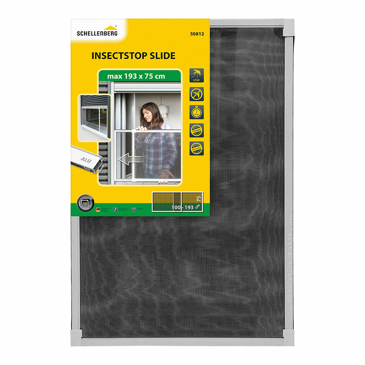 Myggnät Schellenberg Aluminium Vit Utdragbar Med ram Glasfiber 75 x 100 cm - 2