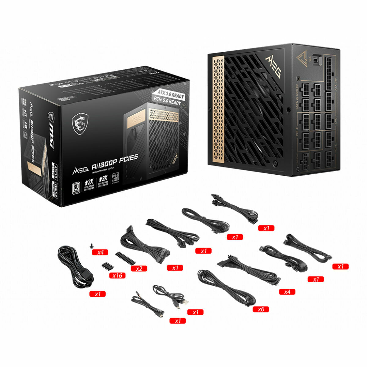 Strömtillförsel MSI MEG AI1300P PCIE5 ATX 1300 W 80 Plus Gold - 2