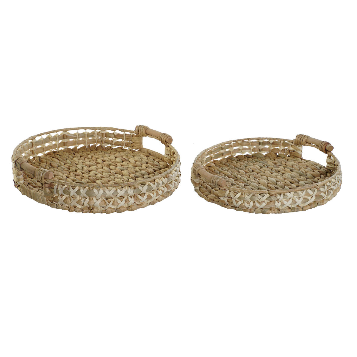 Uppsättning med Brickor Home ESPRIT Vit Naturell Fibrer 41 x 40 x 9 cm (2 antal)
