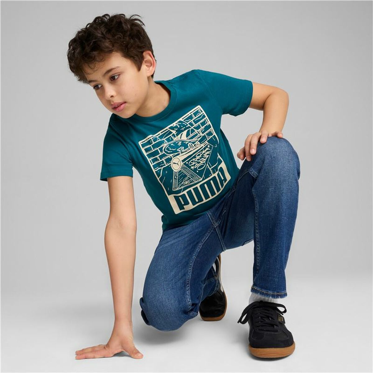 Barn T-shirt med kortärm Puma Ess+ Mid 90S Graphic Blå - 5