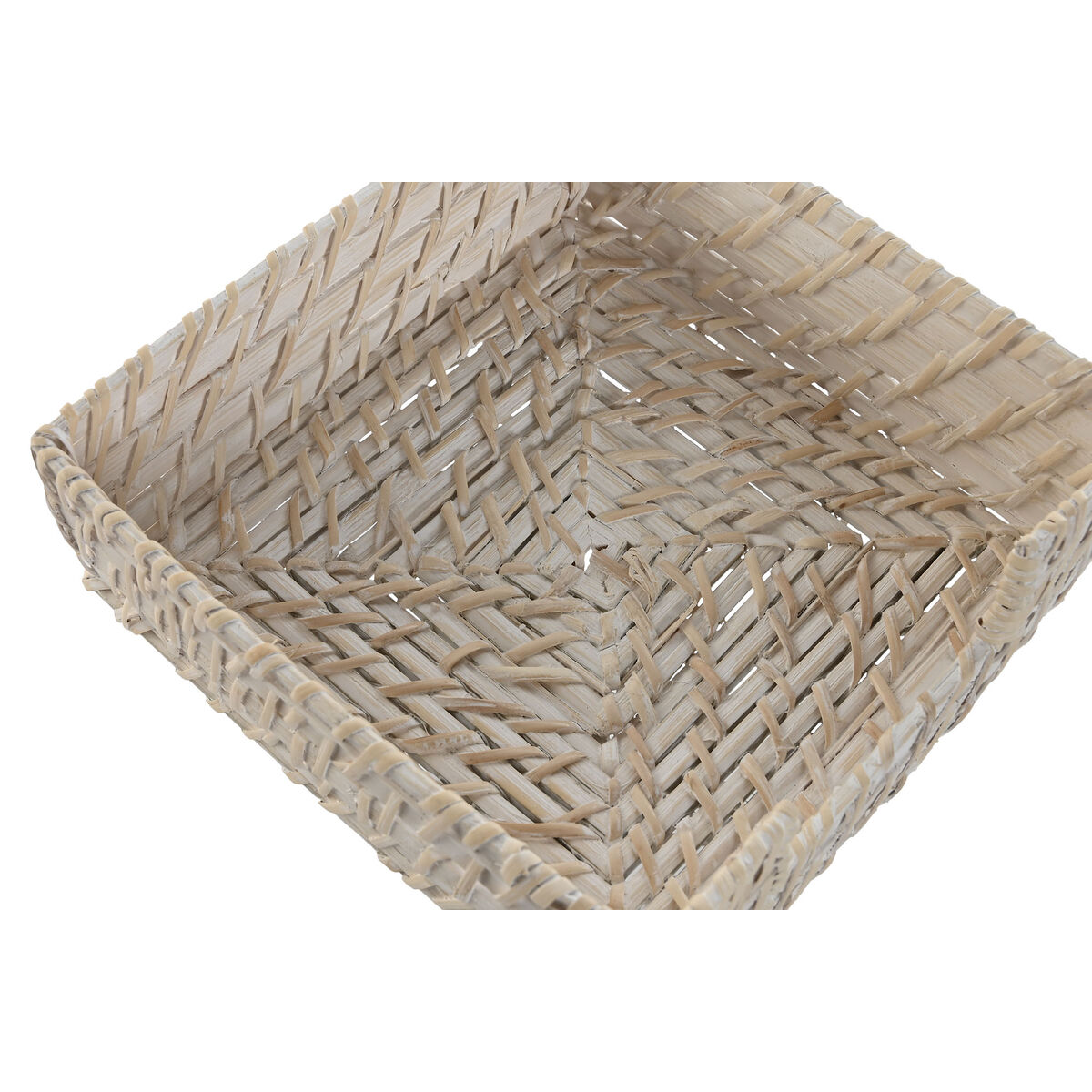 Servetthållare Home ESPRIT Vit Naturell Bambu Rattan 18 x 18 x 6 cm - 2