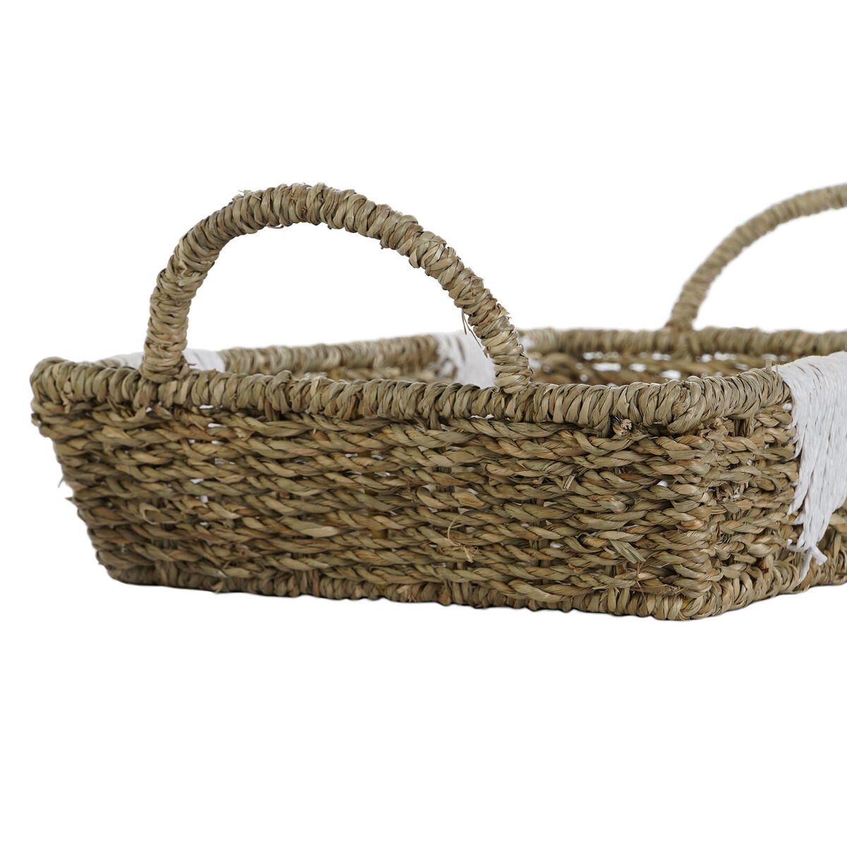 Uppsättning med Brickor Home ESPRIT Vit Naturell Metall 51 x 30,5 x 13 cm (3 antal) - 3