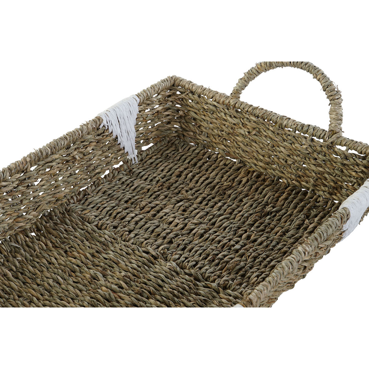 Uppsättning med Brickor Home ESPRIT Vit Naturell Metall 51 x 30,5 x 13 cm (3 antal) - 4