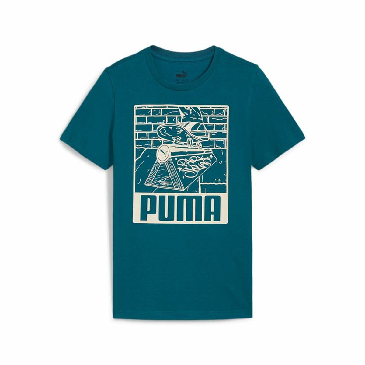 Barn T-shirt med kortärm Puma Ess+ Mid 90S Graphic Blå