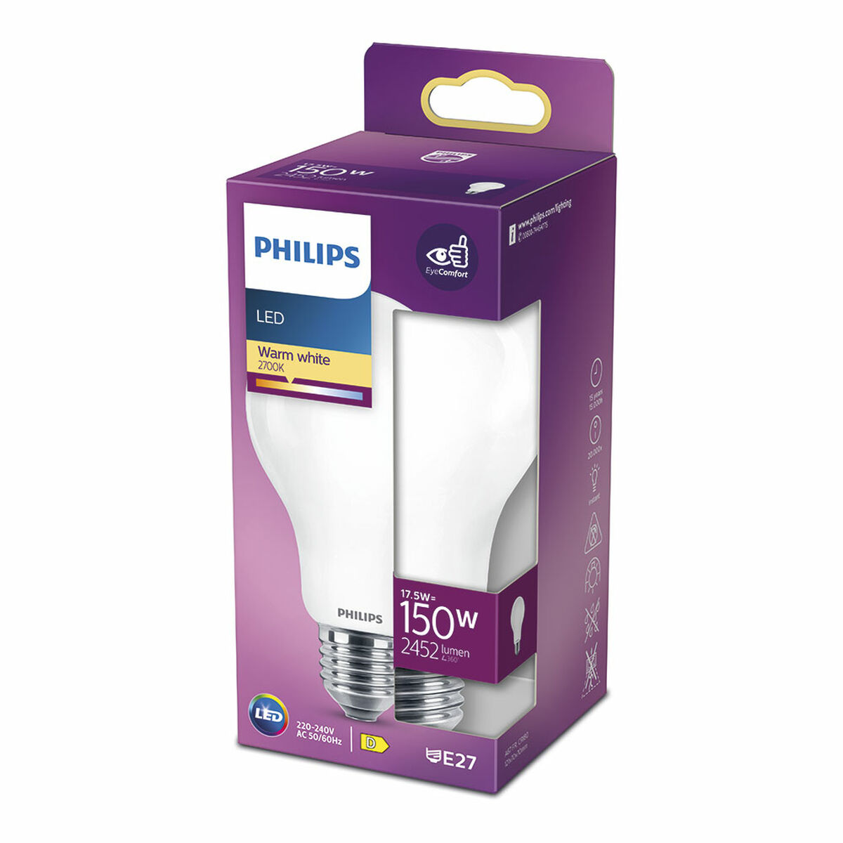 LED-lampa Philips D 150 W 17,5 W E27 2452 lm 7,5 x 12,1 cm (2700 K) - 7