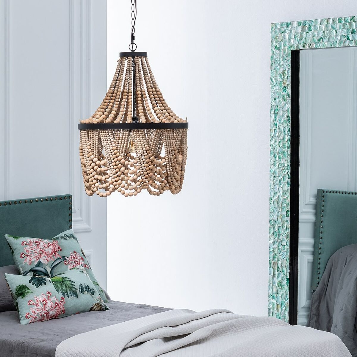 Taklampa 47 x 47 x 65 cm Naturell Metall Trä - 9