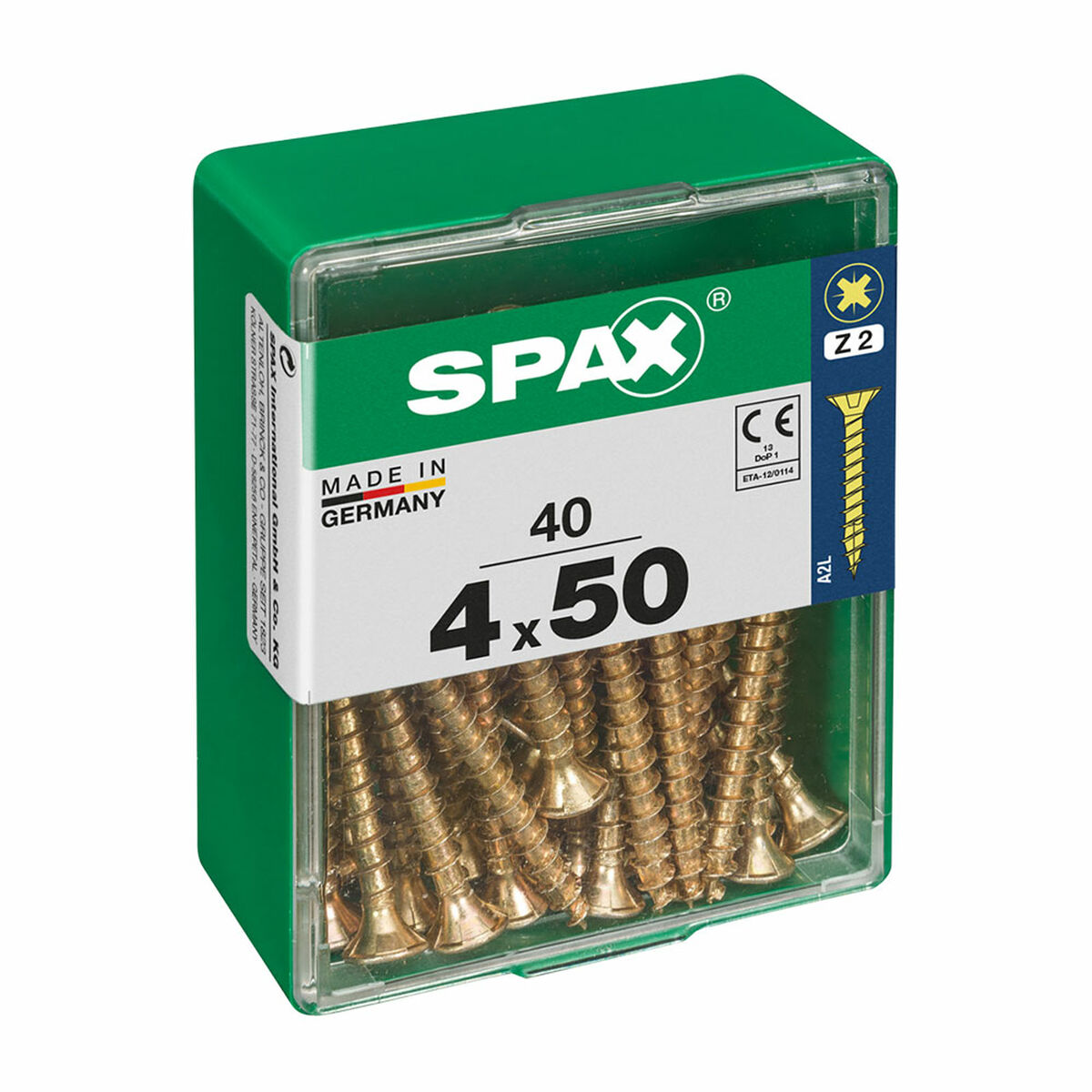 Låda med skruvar SPAX Träskruv Platt huvud (4 x 50 mm) (4,0 x 50 mm) - 2