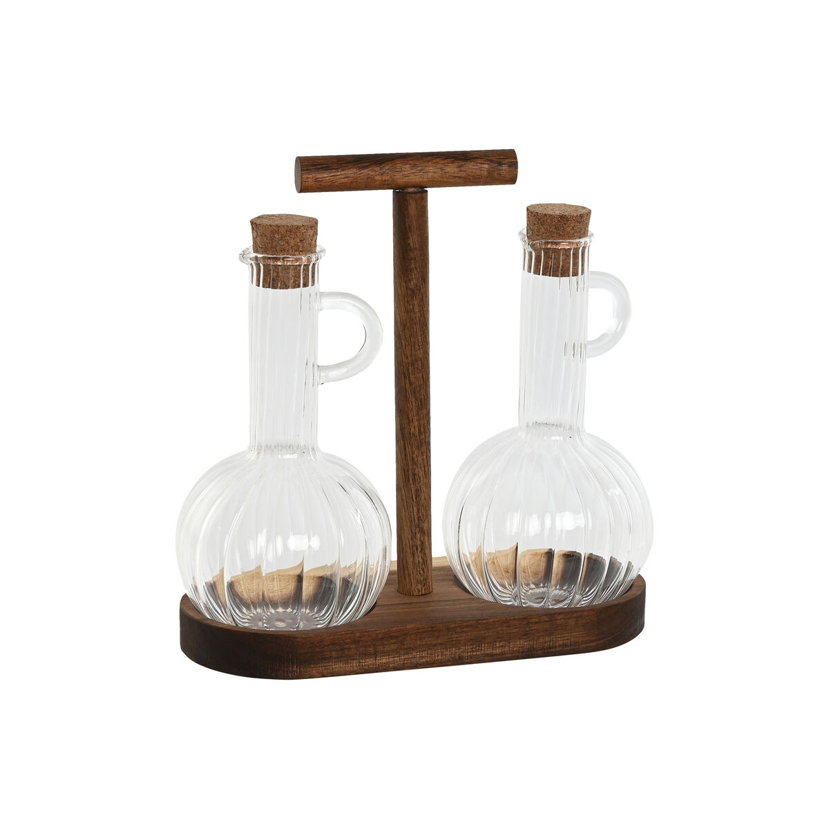 Set med olja och vinäger Home ESPRIT Naturell Glas Akaciaträ 350 ml 20,4 x 9 x 21 cm