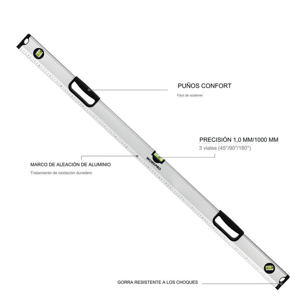 Vattenpass Workpro Aluminium 100 cm - 7
