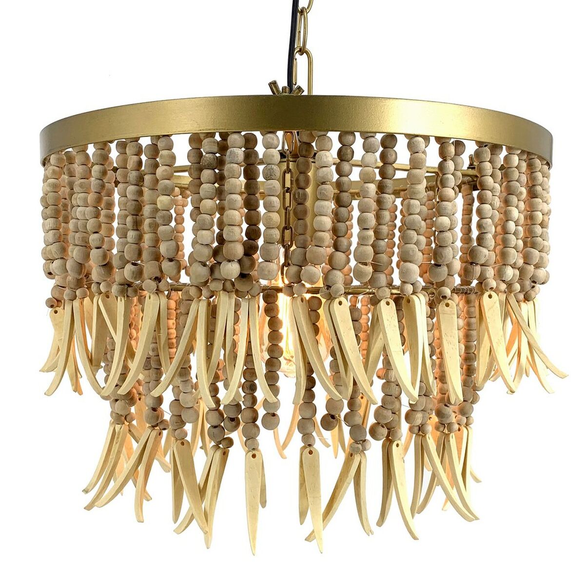 Taklampa 40 x 40 x 29 cm Naturell Metall Trä