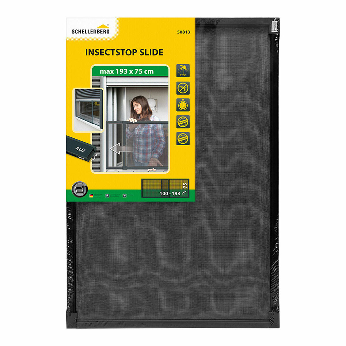 Myggnät Schellenberg Antracitgrå Aluminium Utdragbar Med ram Glasfiber 75 x 100 cm - 2