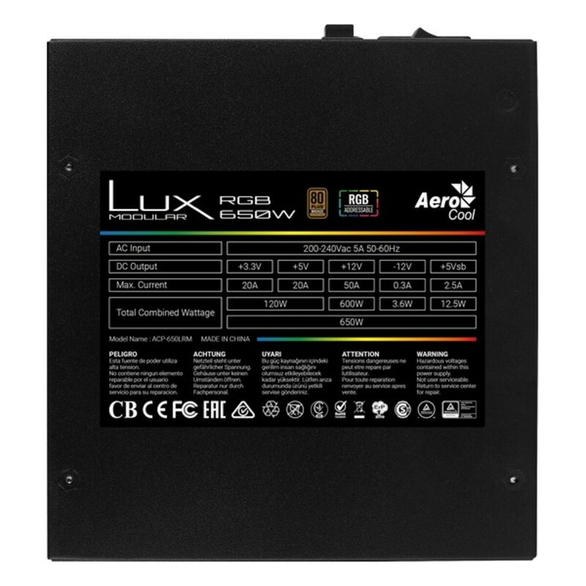Strömtillförsel Aerocool LUXRGB650M RGB 650W ATX 650 W 80 Plus Bronze - 4
