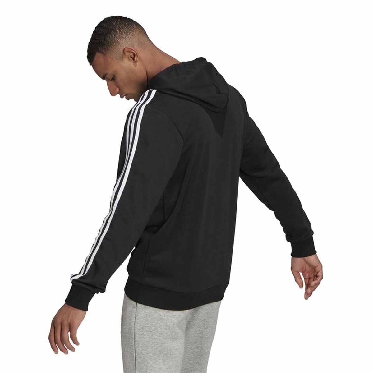 Tröja med huva Herr Adidas Essentials 3 Stripes Svart - 6
