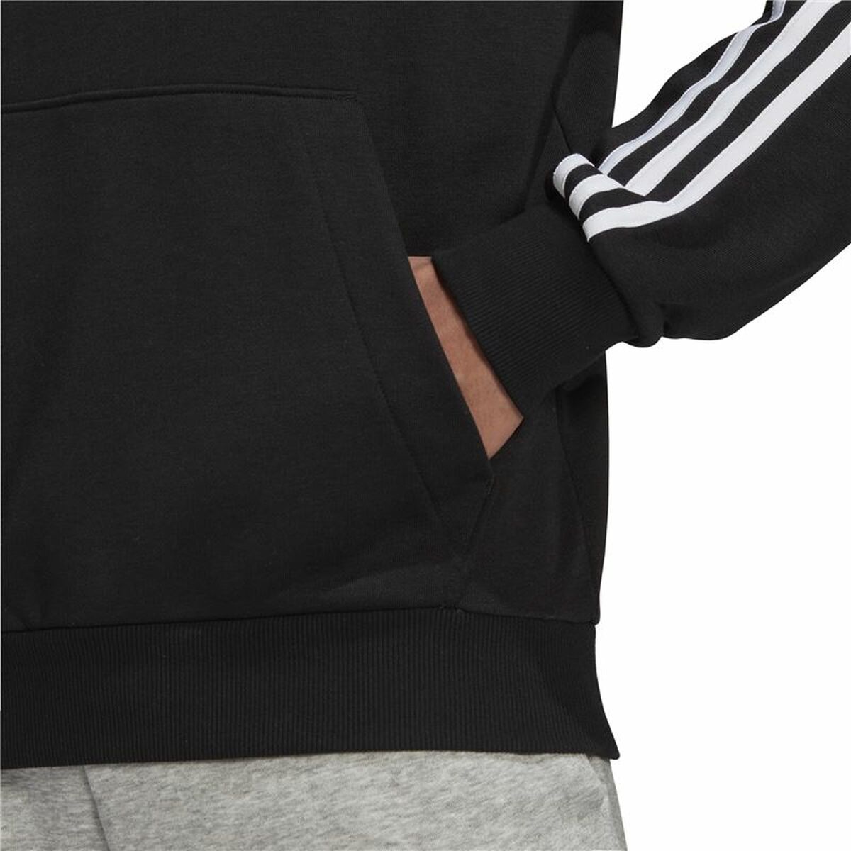 Tröja med huva Herr Adidas Essentials 3 Stripes Svart - 2