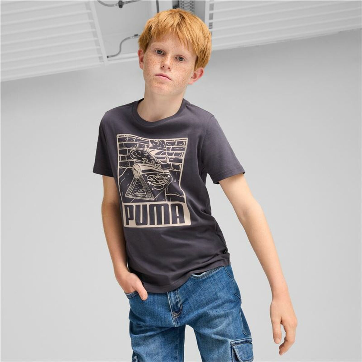 Barn T-shirt med kortärm Puma Purpur - 3