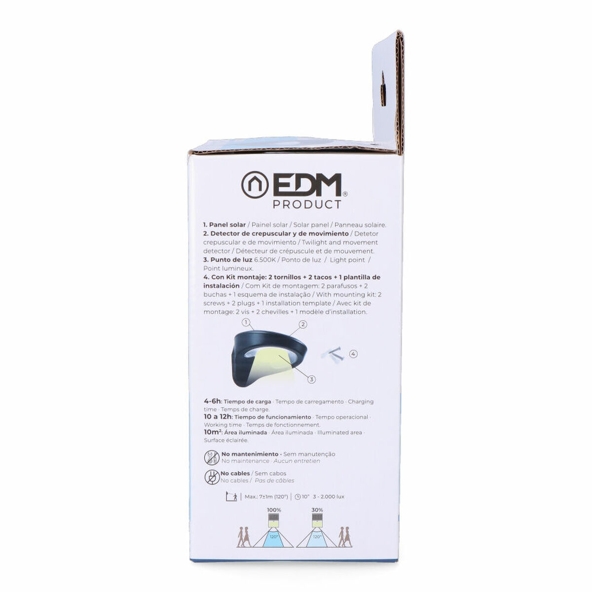 Vägglampa med LED EDM 31852 Svart 2 W 1,8 W 200 Lm 155 Lm Sol Rörelsesensor (6500 K) - 9