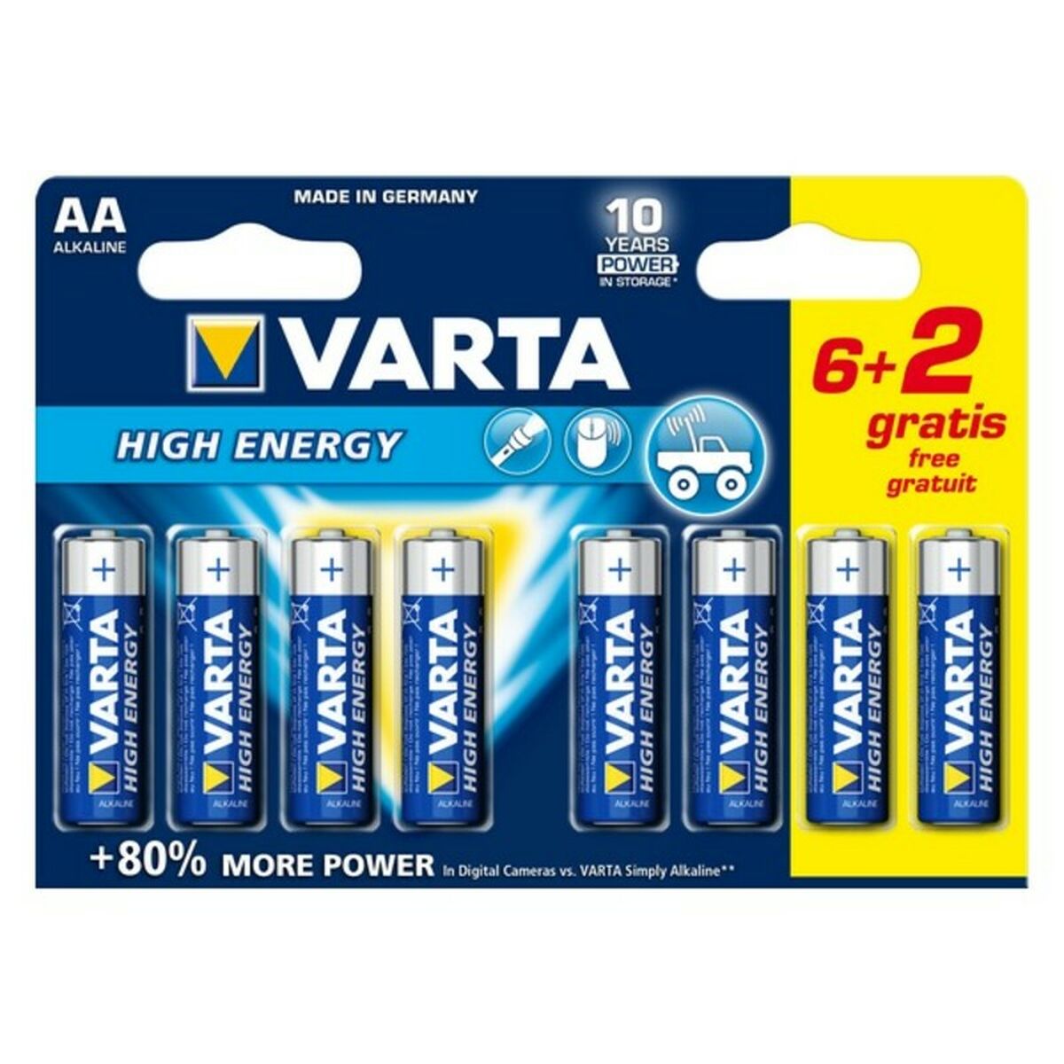 Alkaliskt batteri Varta LR6 AA 1,5V High Energy (8 pcs) - 11