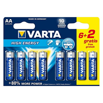 Alkaliskt batteri Varta LR6 AA 1,5V High Energy (8 pcs)