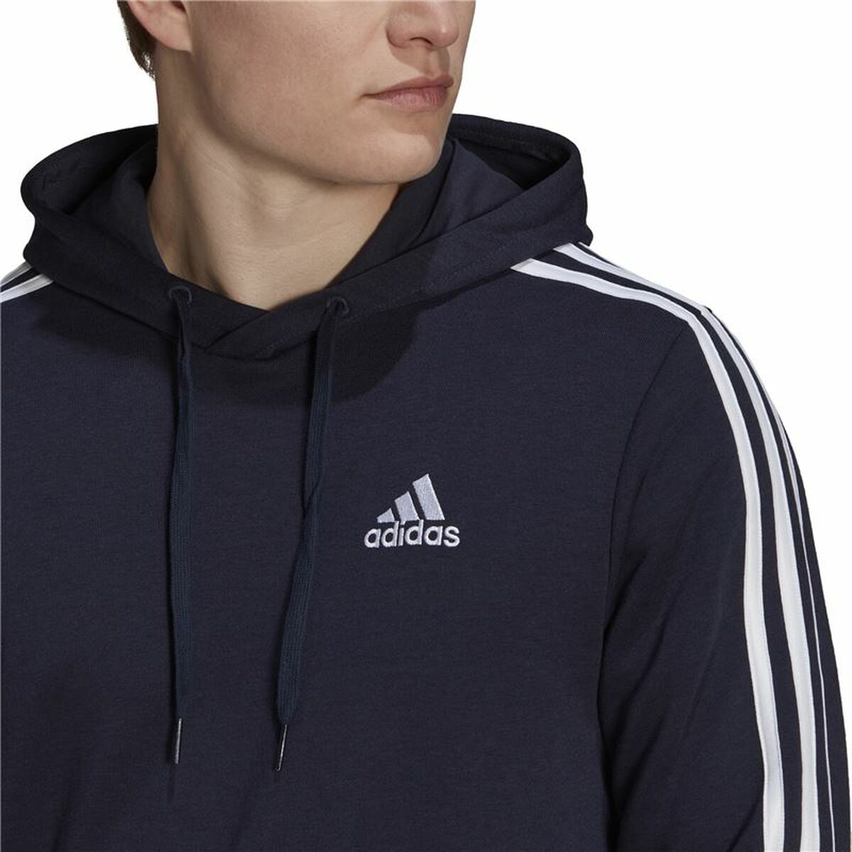 Tröja med huva Herr Adidas Essentials 3 Stripes Marinblå - 6