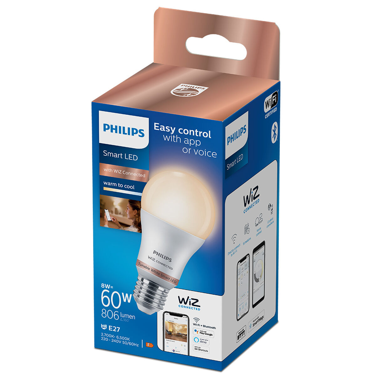 LED-lampa Philips Wiz Standard Vit F 8 W E27 806 lm (2700-6500 K) - 10