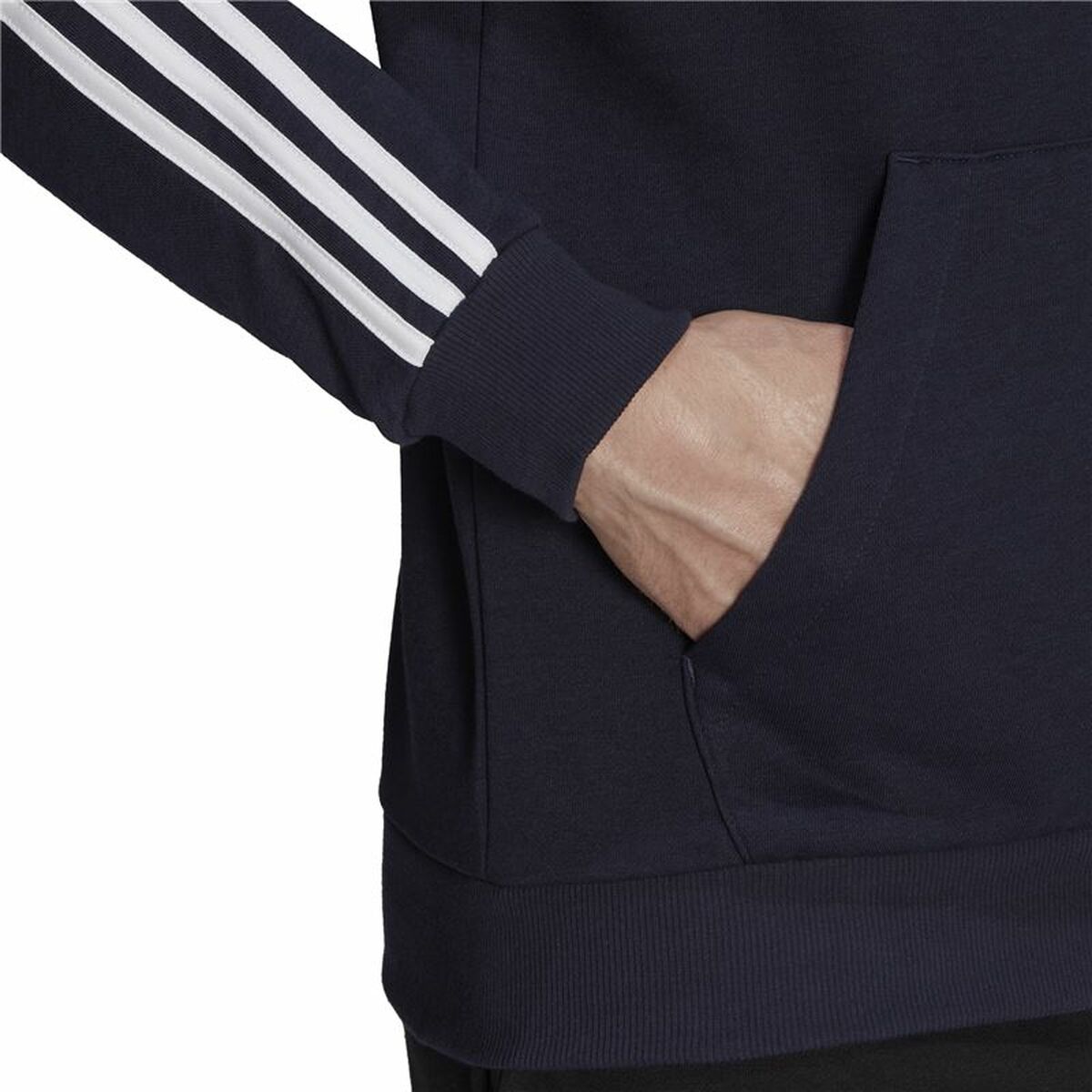 Tröja med huva Herr Adidas Essentials 3 Stripes Marinblå - 5