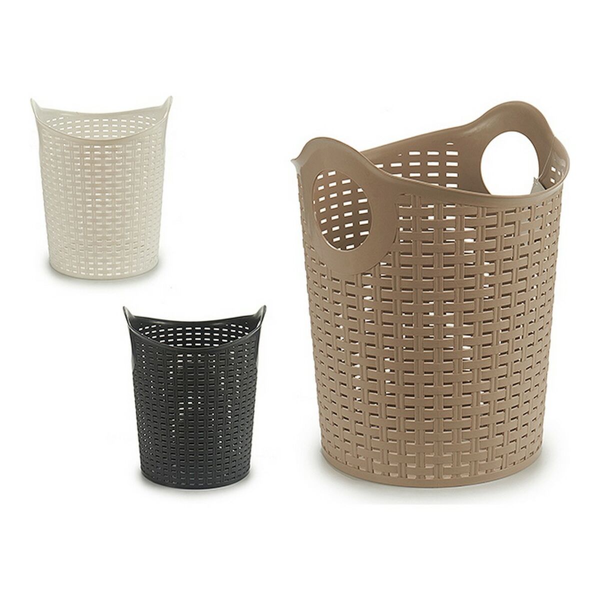 Flerfunktionell plastbehållare Kipit Rattan Vit Brun Svart Plast 15 L - 4