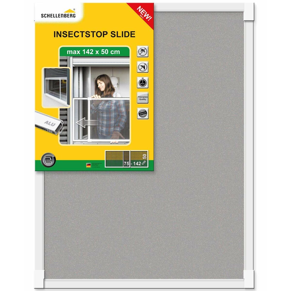 Myggnät Schellenberg Utdragbar Med ram Vit Glasfiber 50 x 142 cm - 4
