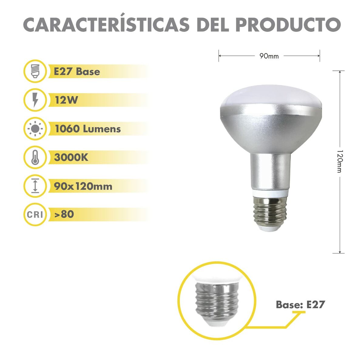 LED-lampa Silver Electronics 999007 R90 E27 Grå 12 W 3000K - 3