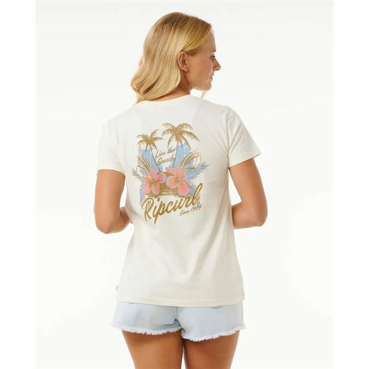 T-shirt med kortärm Dam Rip Curl Wild Bloom Vit - 3