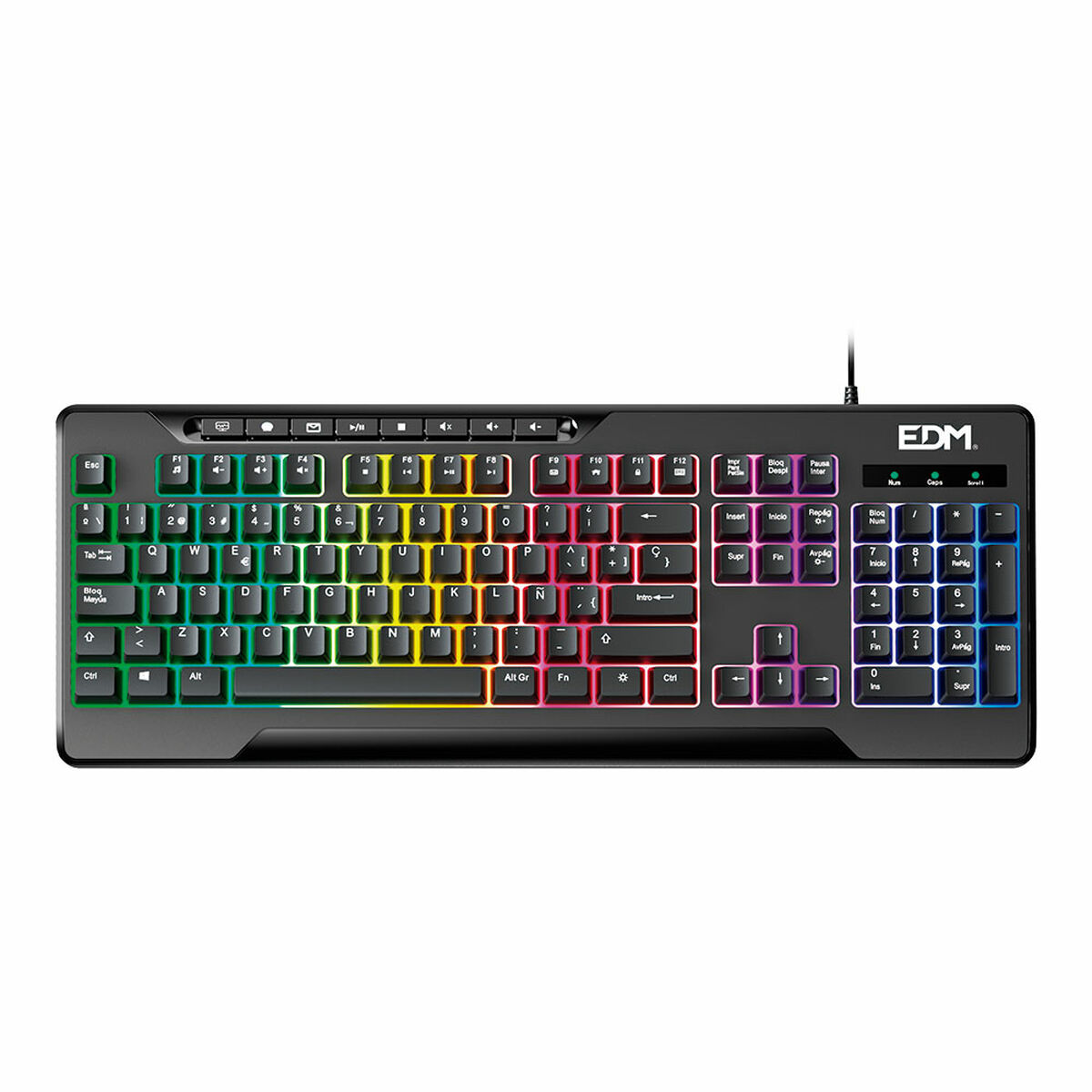 Gaming Tangentbord/ OR: Speltangentbord EDM 07751 for players Svart Qwerty Spanska
