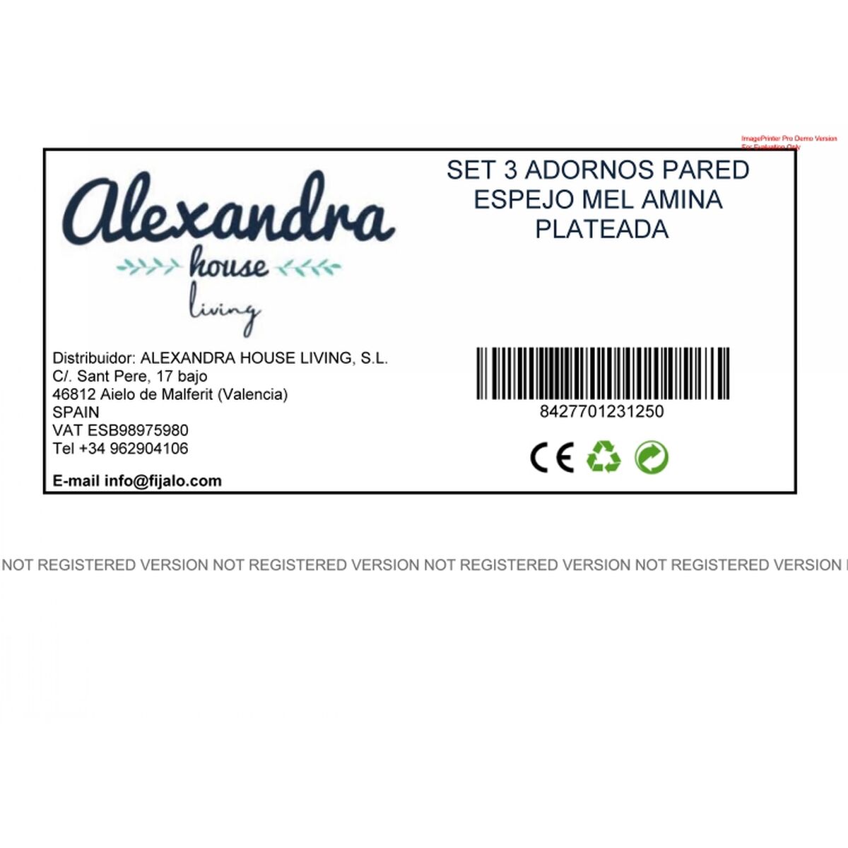 Väggdekoration Alexandra House Living Akryl Plast Melamin Speglar 3 Delar - 2