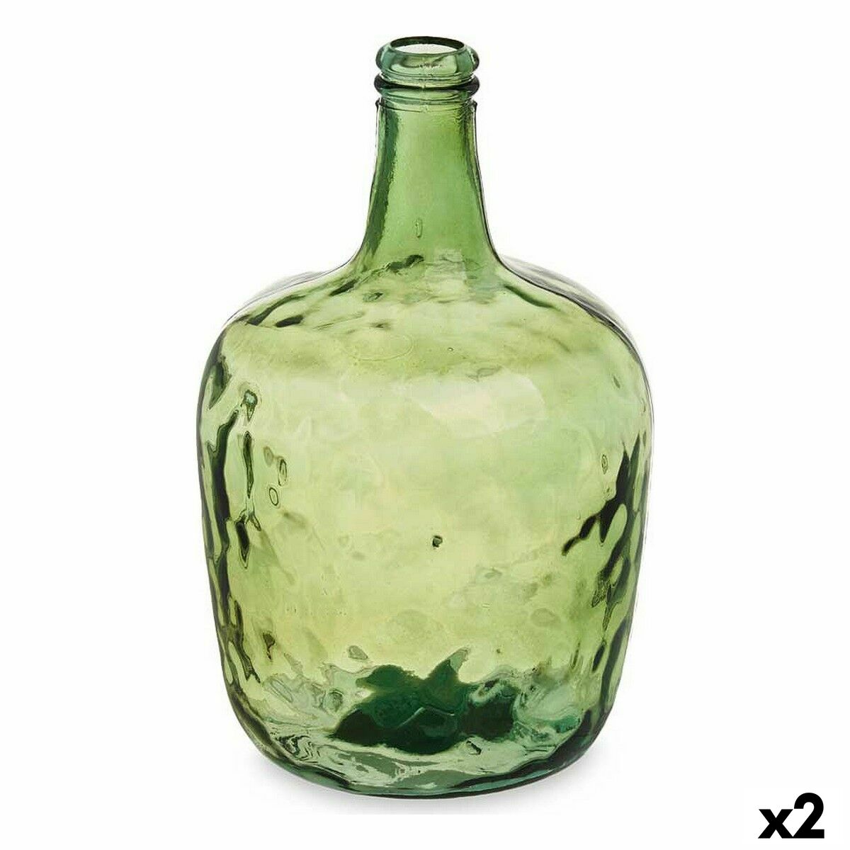 Dekorativ flaska Gift Decor Grön Slät 8 L 22 x 37,5 x 22 cm Dekoration (2 antal)