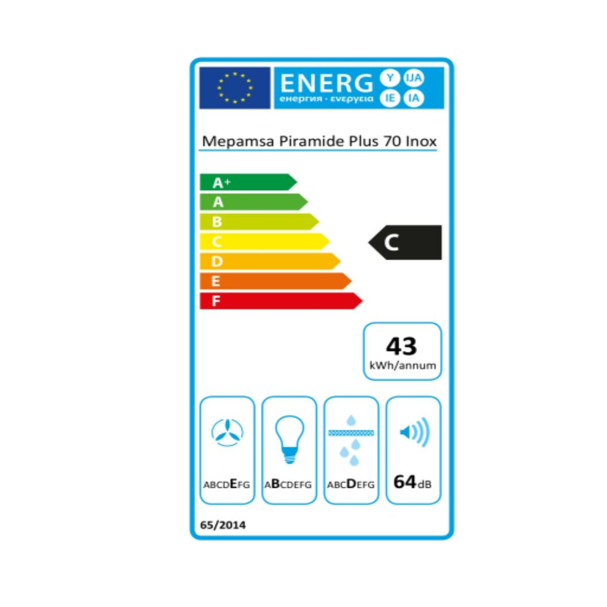 Konventionell fläkt Mepamsa PIRAMIDE PLUS70 70 cm 290 m³/h C Stål - 3