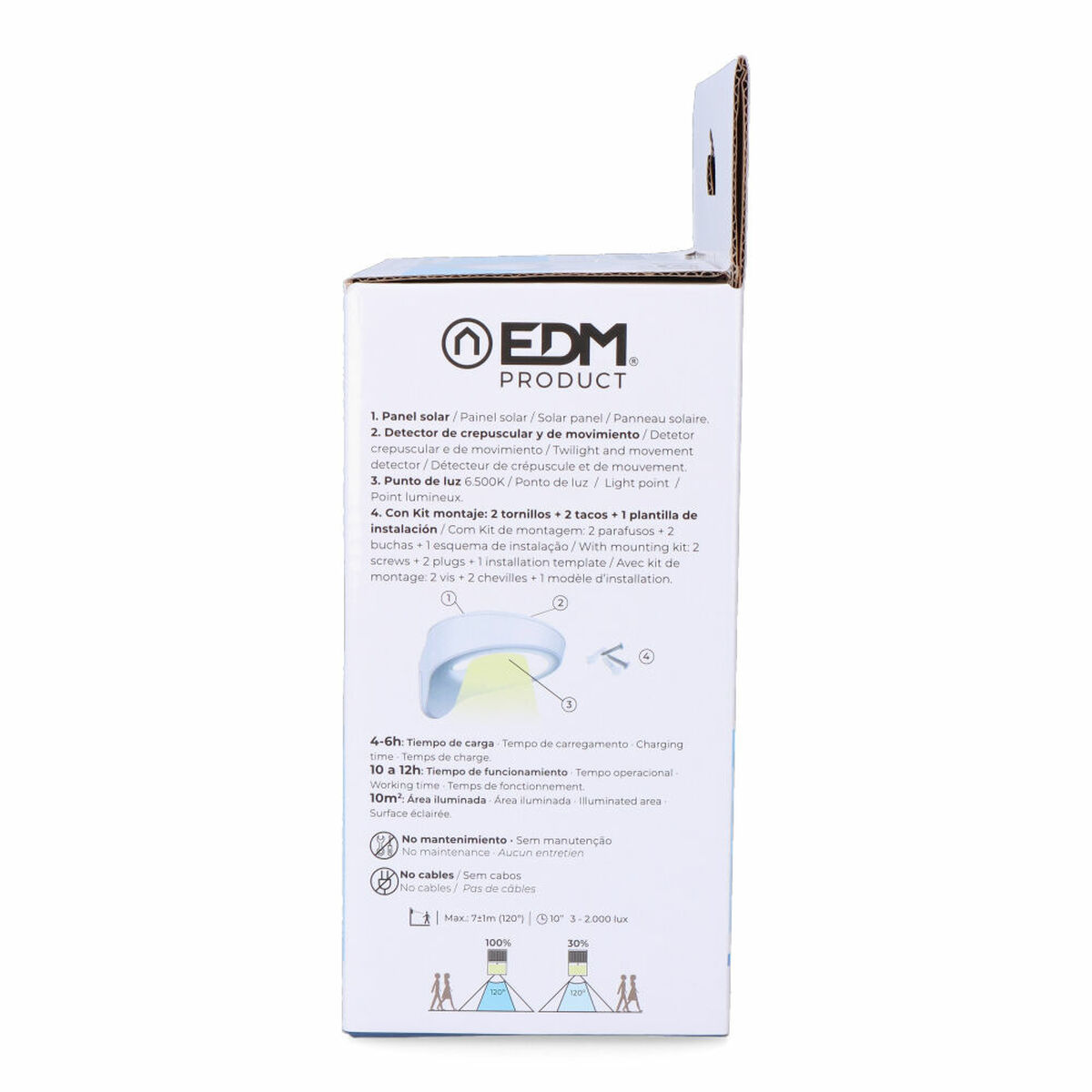 Vägglampa med LED EDM 31853 Vit 2 W 1,8 W 200 Lm 155 Lm Sol Rörelsesensor (6500 K) - 5