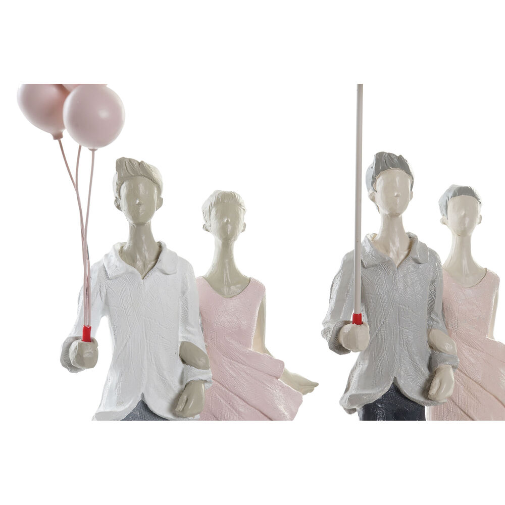 Prydnadsfigur DKD Home Decor Grå Rosa 18 x 10 x 37 cm Par (2 antal) - 3