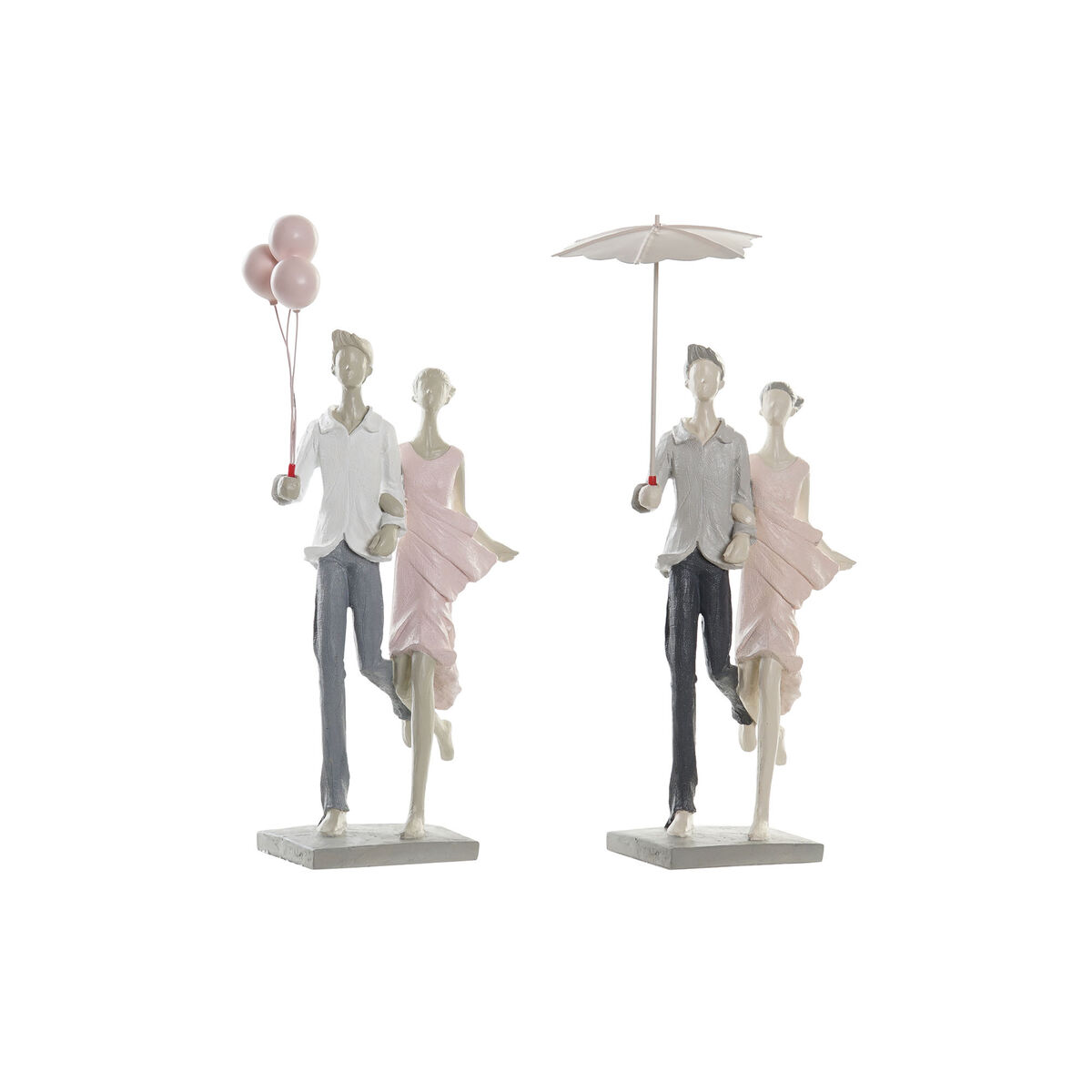Prydnadsfigur DKD Home Decor Grå Rosa 18 x 10 x 37 cm Par (2 antal) - 4