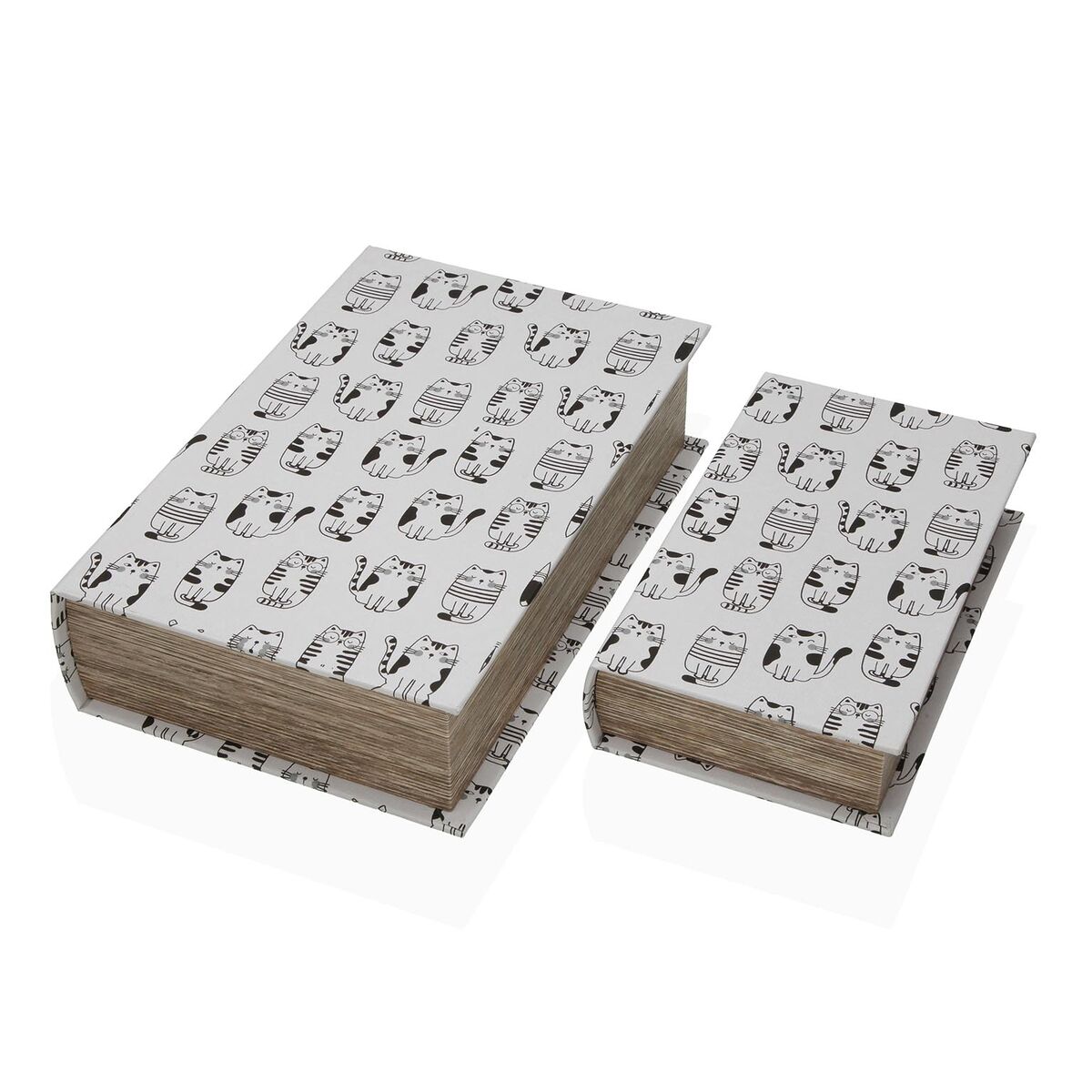 Dekorationslåda Versa Kanvas Trä MDF Boken Katt - 2